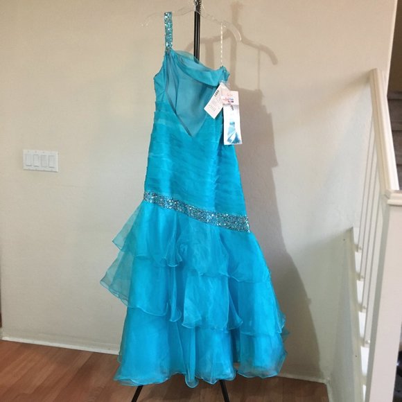 RARE Lafee Jasmine Pageant Prom Mermaid Party Dress Blue 12 NWT - Picture 9 of 12